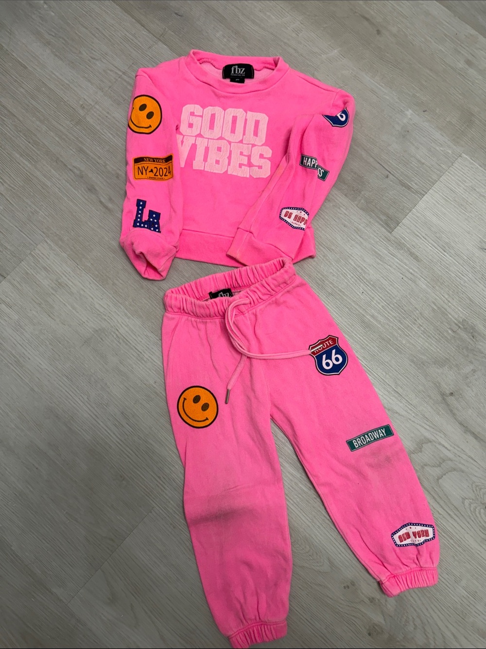 Flowers by Zoe Neon Pink 'Good Vibes' Sweatshirt & Joggers Set